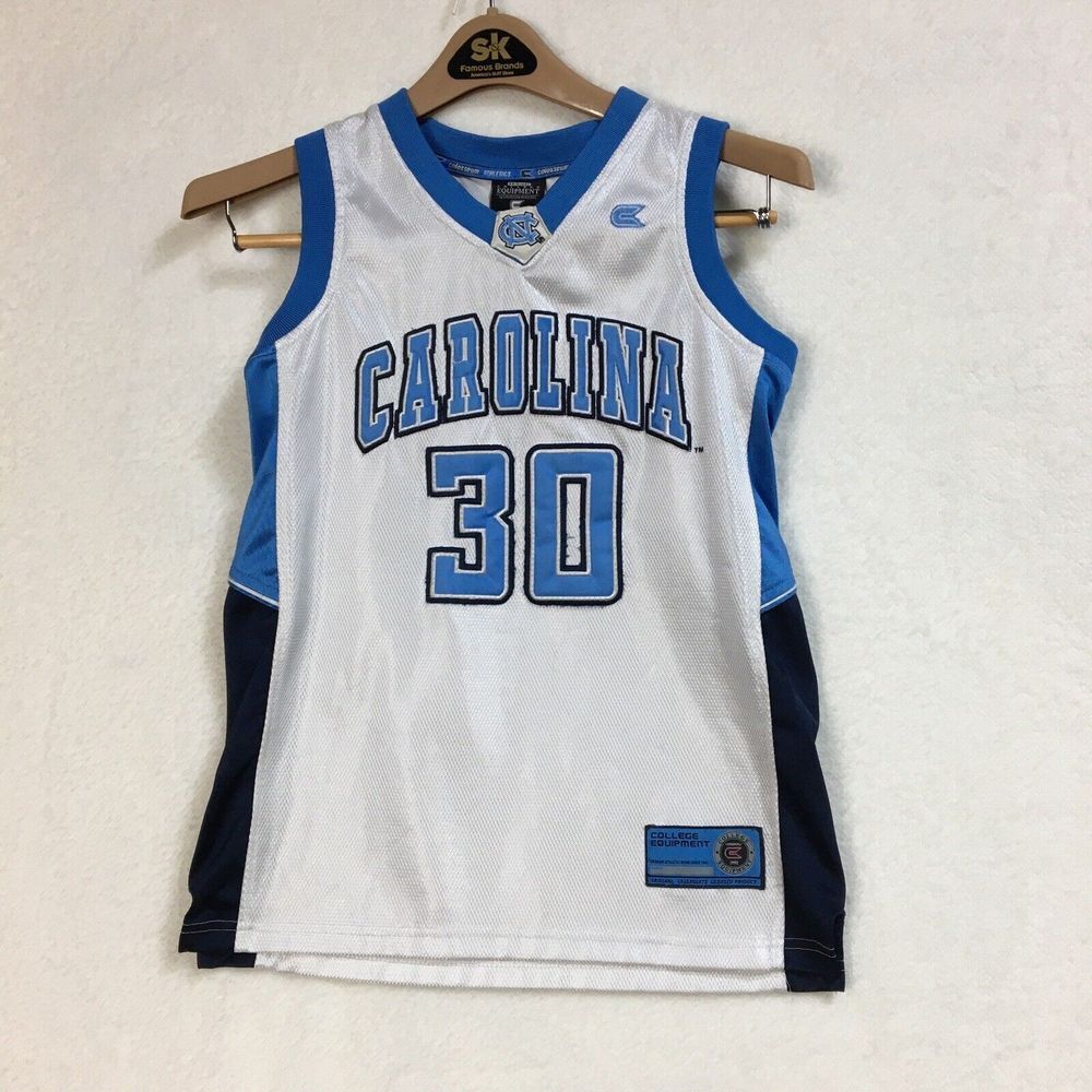 North Carolina Tar Heels #30 Colosseum Kids Size Youth 12/14 White Blue Jersey